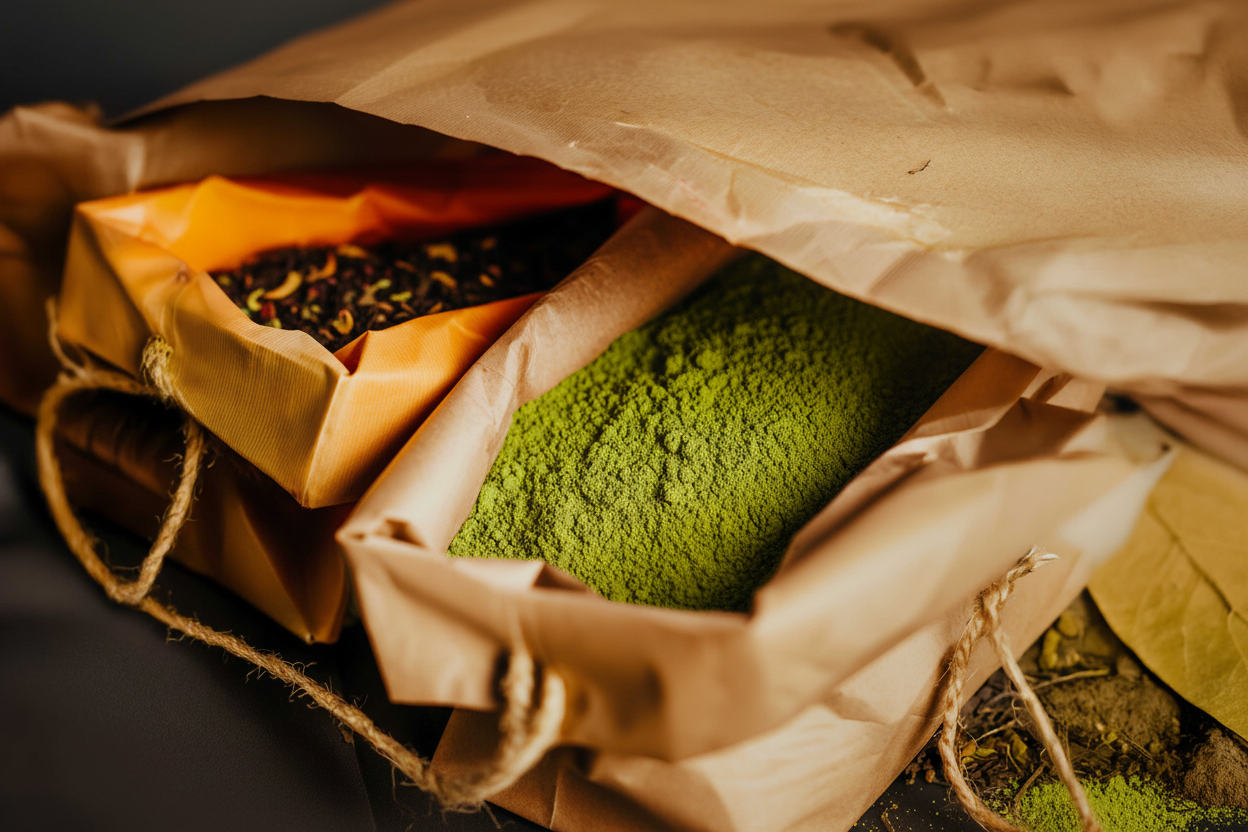 Matcha Leaves in Artisanal Bags